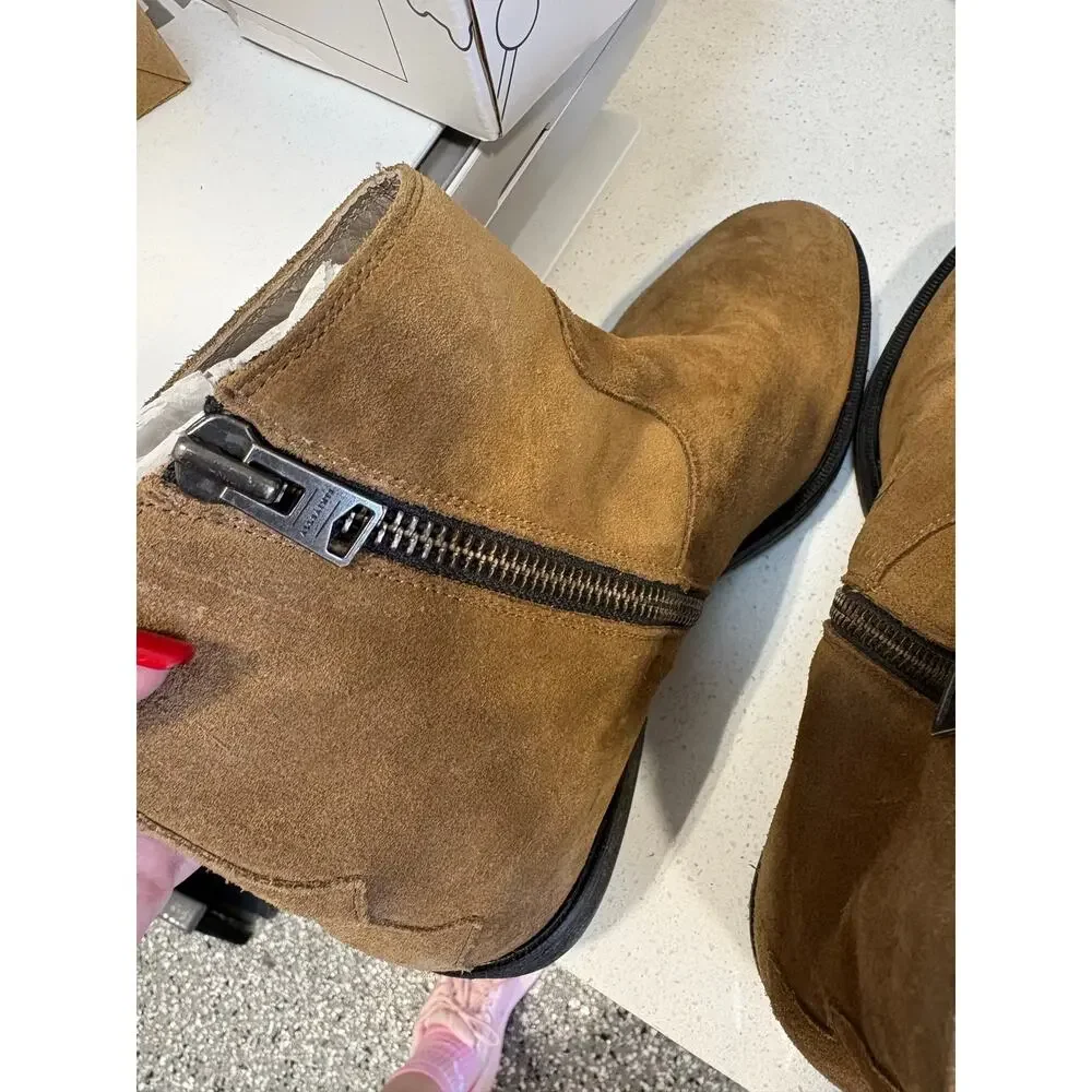 SZ MENS 9 ALLSAINTS Lang Suede Zip Up Boots